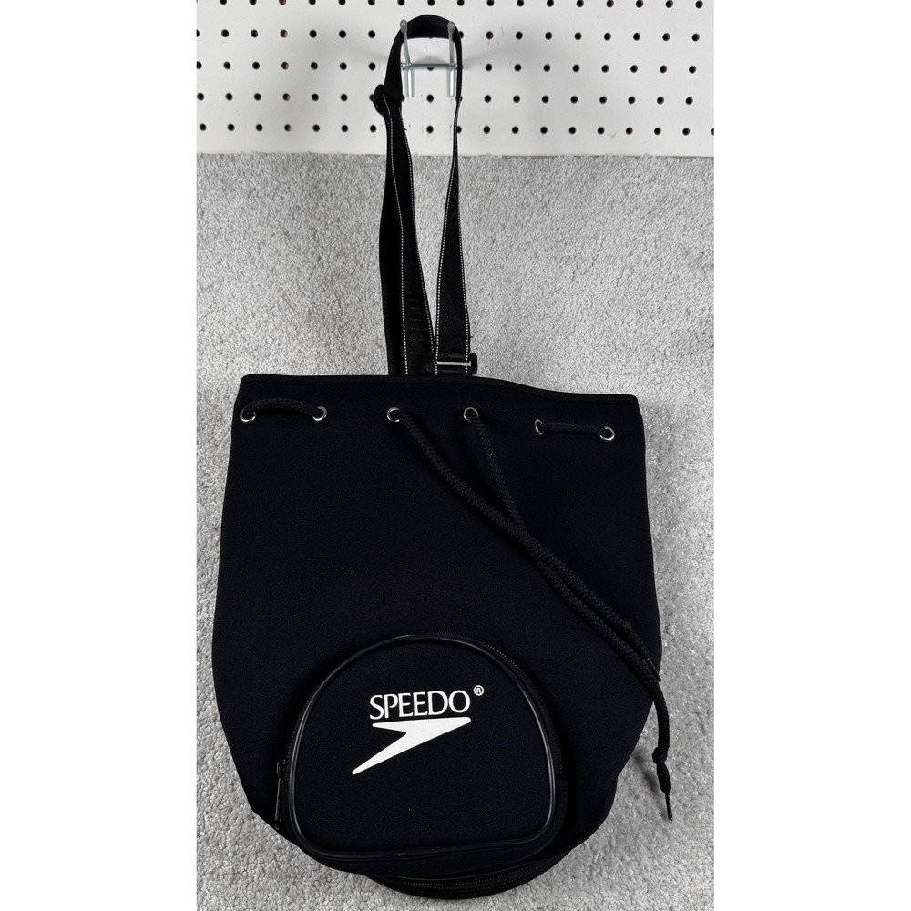 Speedo Swimming Backpack Unisex Small Black Drawstring Swim Gear Wet Bag Pouch